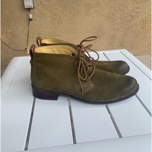 Bussola military green suede boots with laces size 7.5 (European 38) - Picture 1 of 16